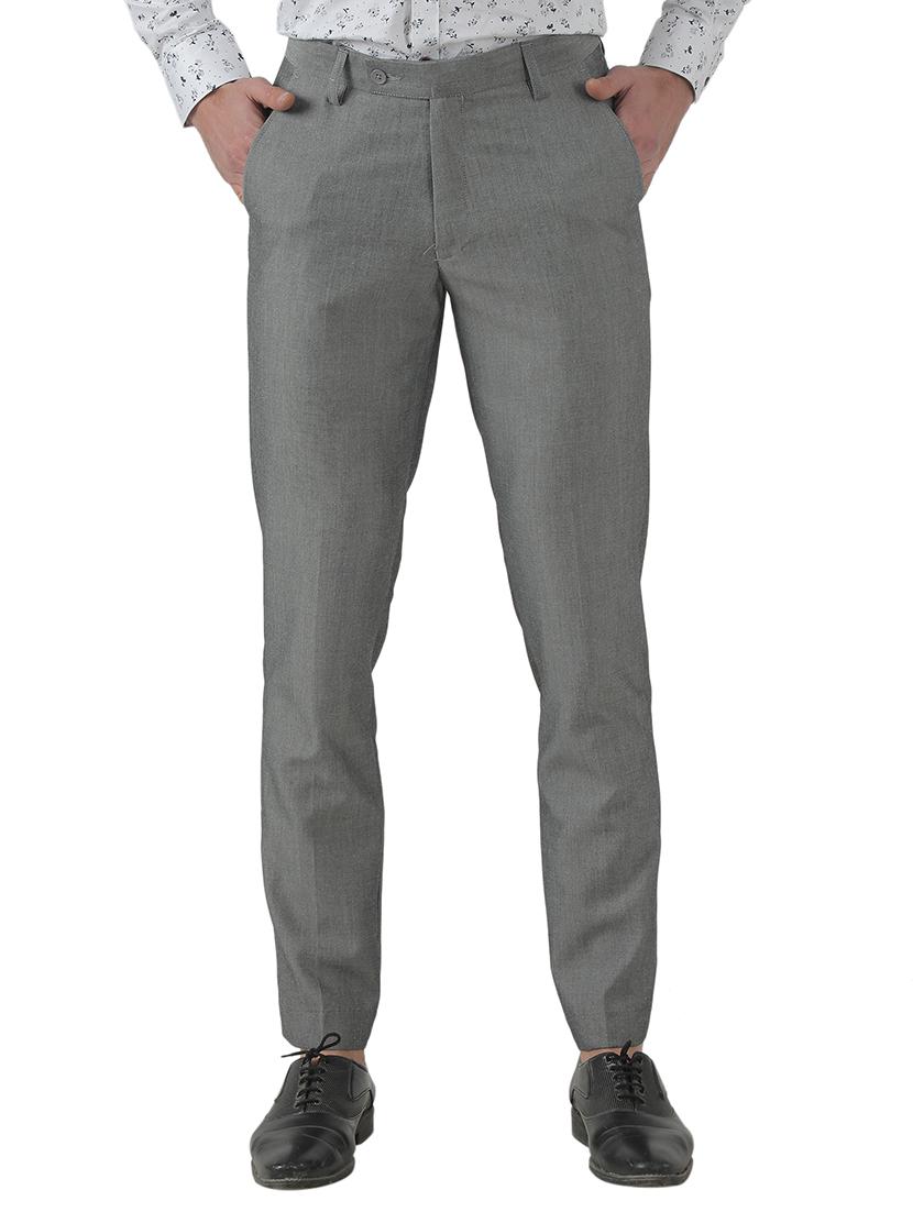 grey solid flat front formal trouser - 17659311 - Zoom Image - 1