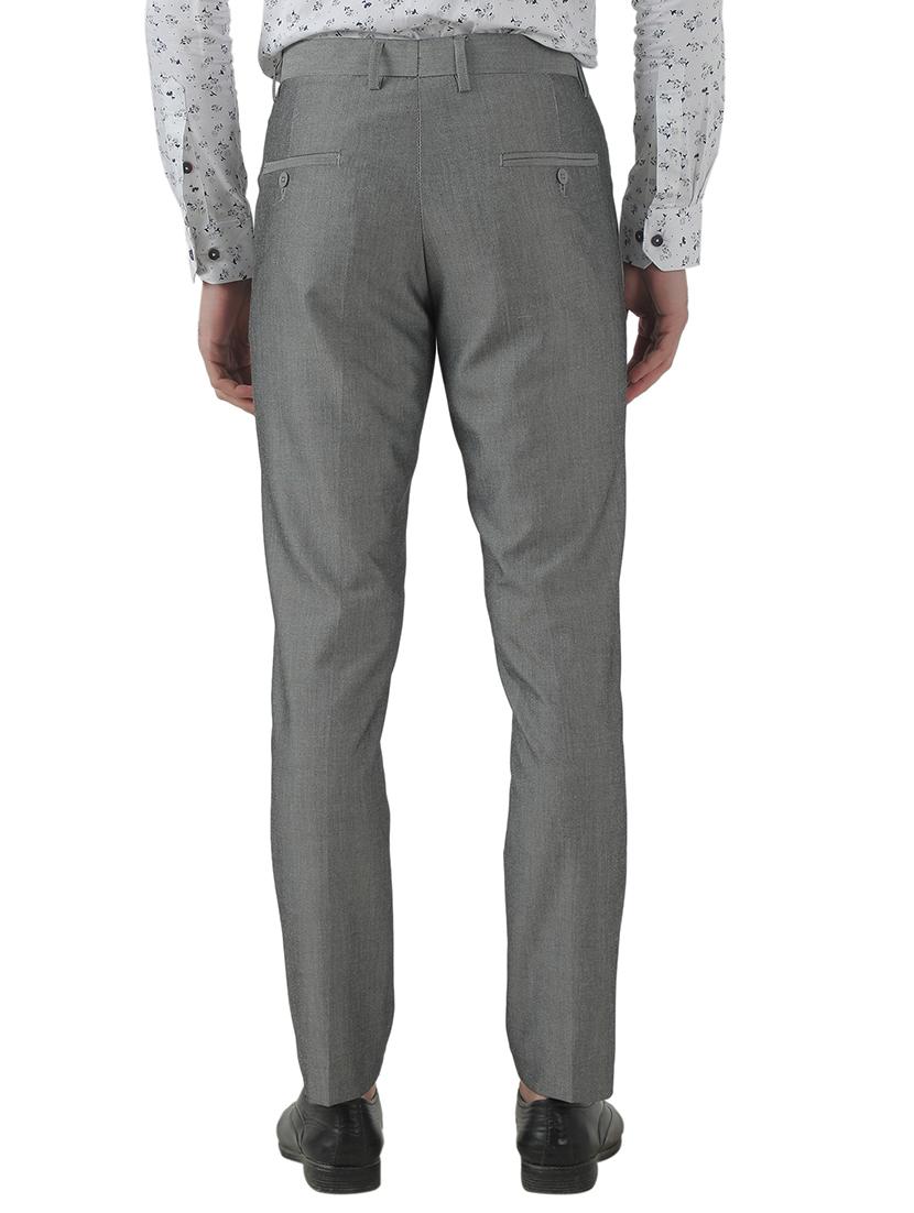 grey solid flat front formal trouser - 17659311 - Zoom Image - 3