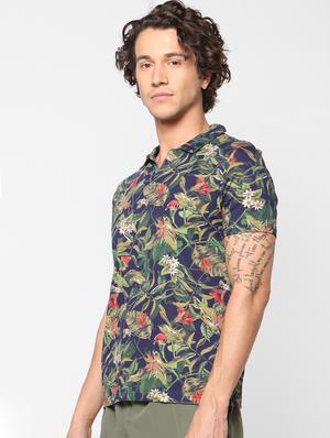 blue printed collared t-shirt - 17659356 - Standard Image - 2