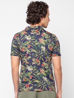 blue printed collared t-shirt - 17659356 - Standard Image - 3