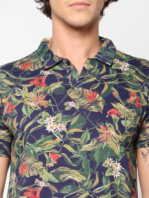 blue printed collared t-shirt - 17659356 - Standard Image - 5