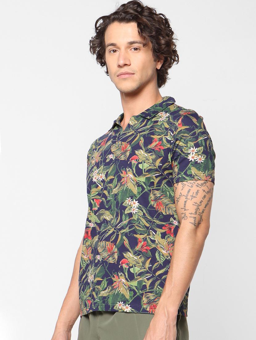 blue printed collared t-shirt - 17659356 - Zoom Image - 2