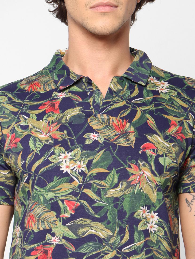 blue printed collared t-shirt - 17659356 - Zoom Image - 5