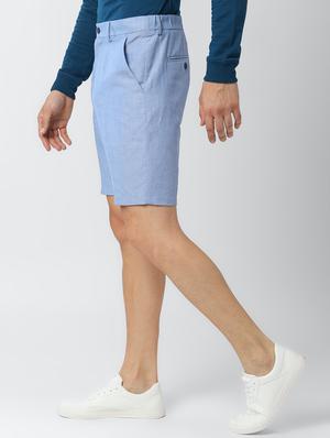 blue solid bermuda shorts - 17659389 - Standard Image - 2