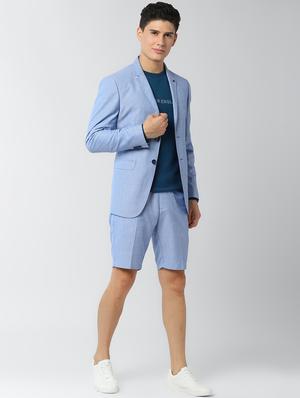 blue solid bermuda shorts - 17659389 - Standard Image - 4