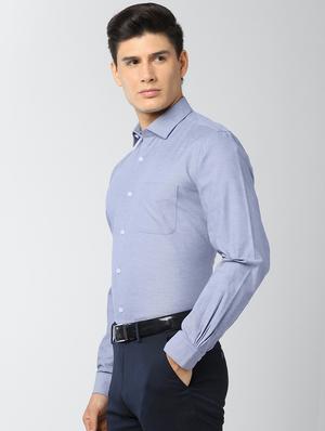 blue solid formal shirt - 17659610 - Standard Image - 2