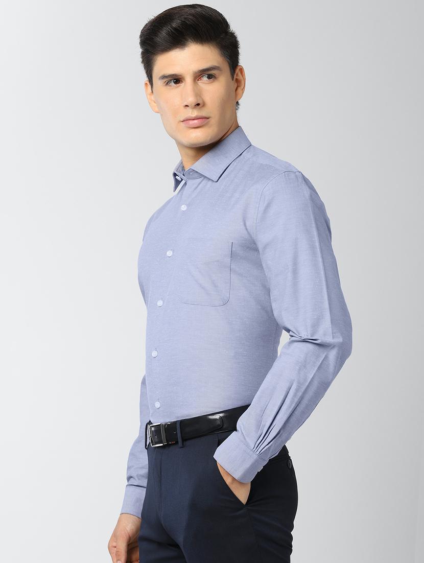 blue solid formal shirt - 17659610 - Zoom Image - 2