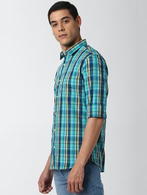 blue checkered casual shirt - 17659704 - Standard Image - 2