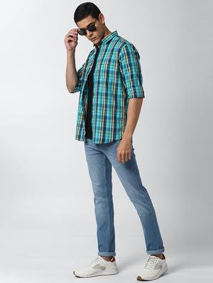 blue checkered casual shirt - 17659704 - Standard Image - 4