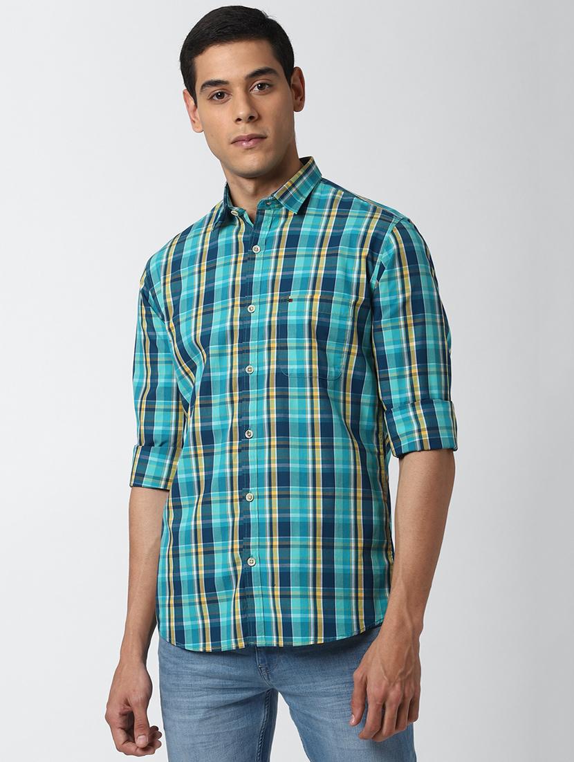 blue checkered casual shirt - 17659704 - Zoom Image - 1