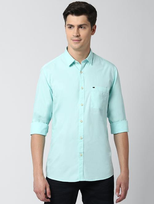 green solid casual shirt - 17659729 - Standard Image - 1