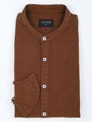 brown solid casual shirt with face mask - 17659755 - Standard Image - 4