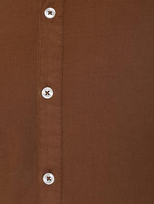 brown solid casual shirt with face mask - 17659755 - Standard Image - 5