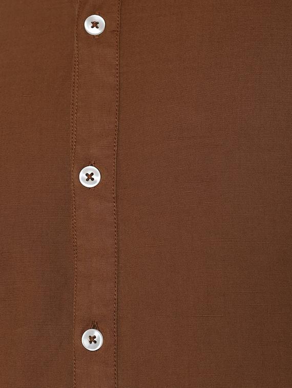brown solid casual shirt with face mask - 17659755 - Zoom Image - 5