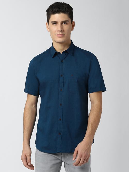 navy blue solid casual shirt - 17659794 - Very Small Image - 1