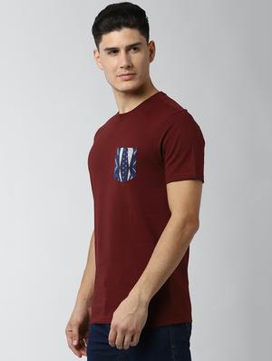 maroon solid pocket t-shirt - 17659976 - Standard Image - 2