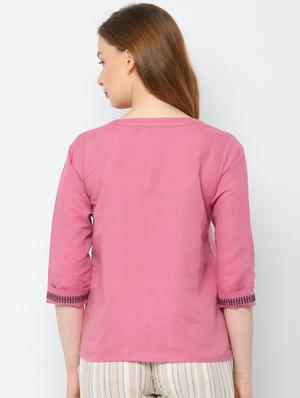 pink cotton blend regular top - 17660058 - Standard Image - 2