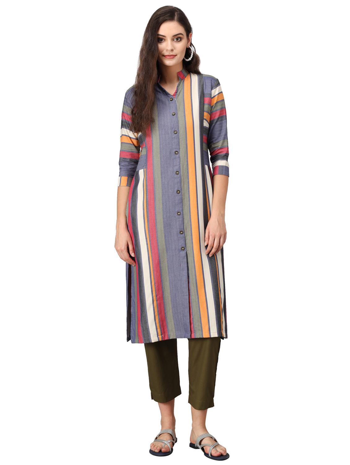 striped kurta pant set - 17660714 - Zoom Image - 1