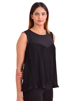 round neck pleated top - 17661192 - Standard Image - 2