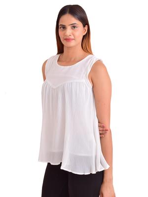 round neck pleated top - 17661193 - Standard Image - 2