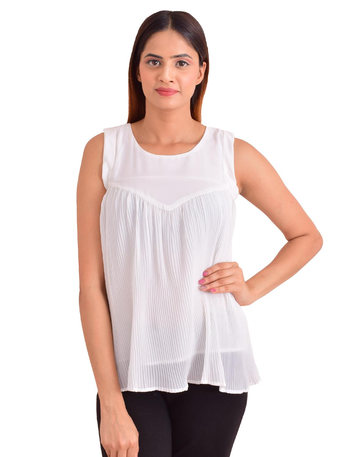 round neck pleated top - 17661193 - Zoom Image - 1