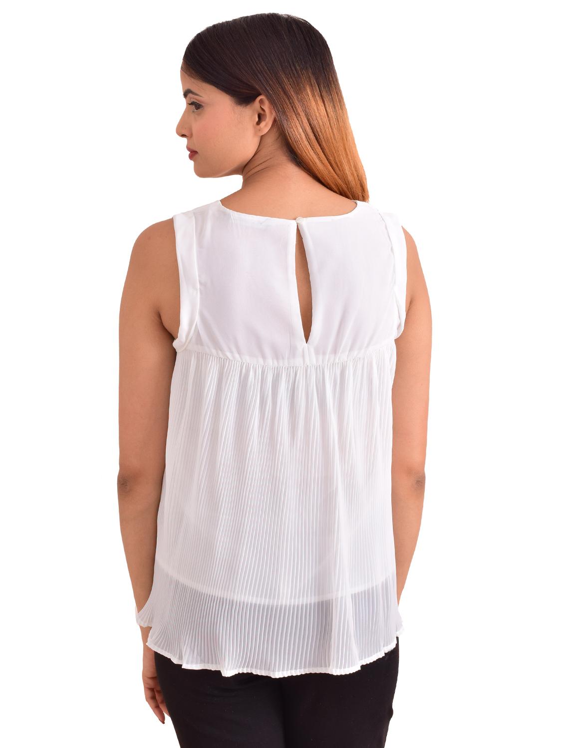 round neck pleated top - 17661193 - Zoom Image - 3