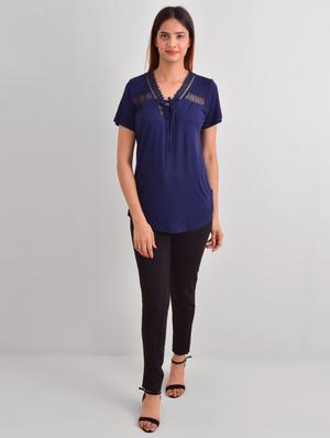 tie up neck solid top - 17661195 - Standard Image - 4