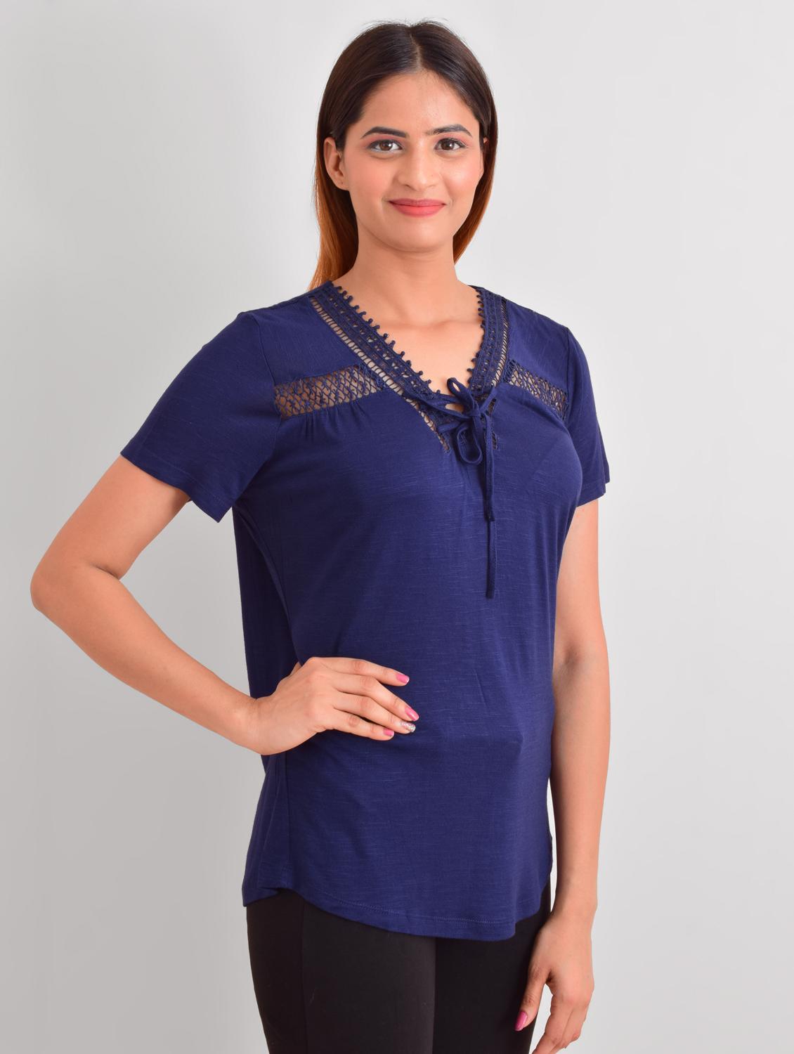 tie up neck solid top - 17661195 - Zoom Image - 2