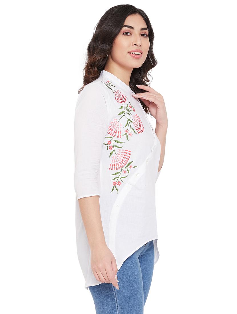 mandarin neck asymmetric tunic - 17661221 - Zoom Image - 2