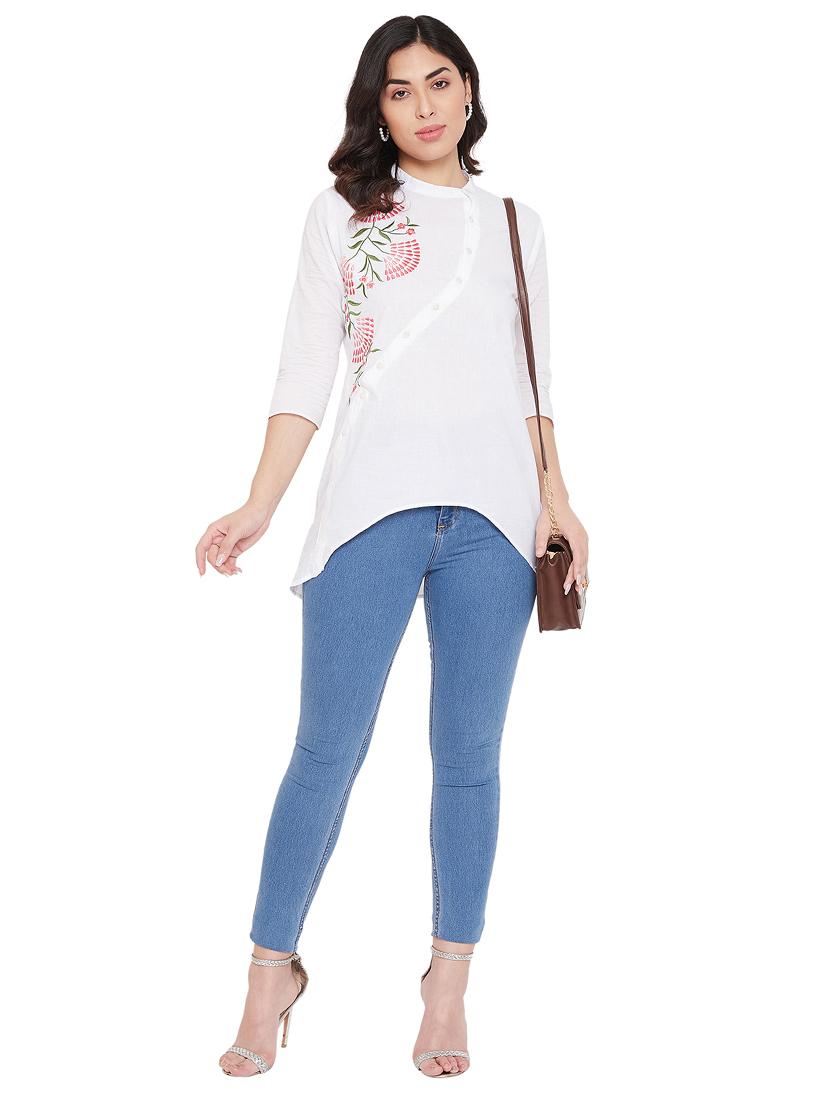 mandarin neck asymmetric tunic - 17661221 - Zoom Image - 4