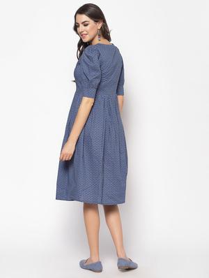 puff sleeves printed dress - 17661229 - Standard Image - 3