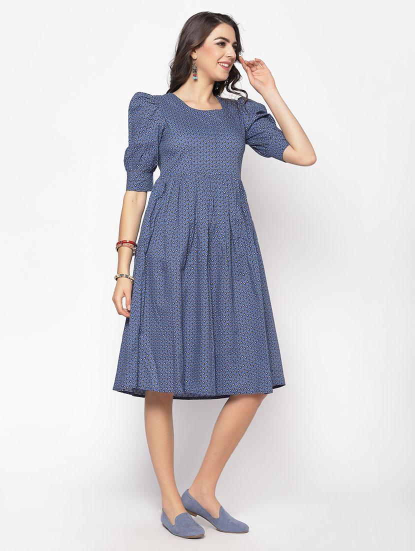 puff sleeves printed dress - 17661229 - Zoom Image - 2