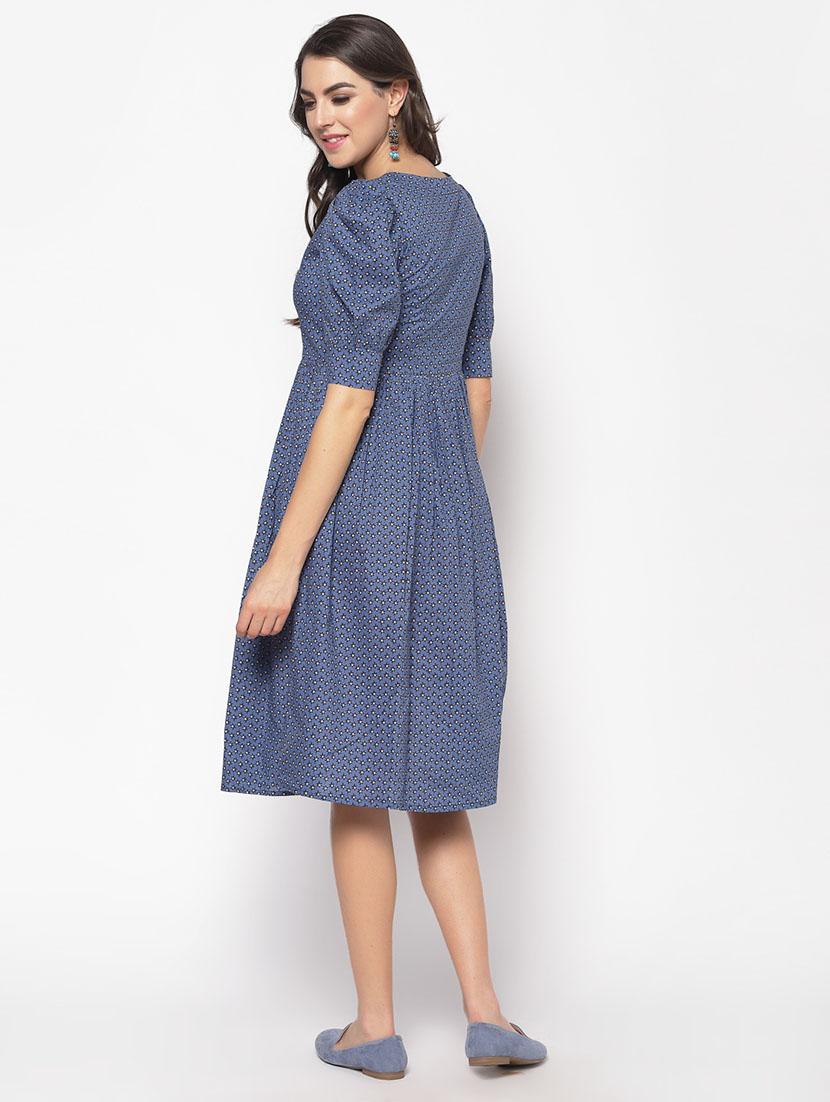 puff sleeves printed dress - 17661229 - Zoom Image - 3