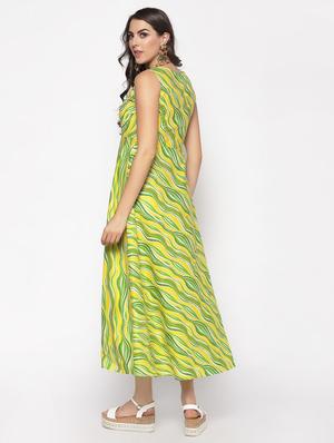 v neck striped flared dresss - 17661233 - Standard Image - 3