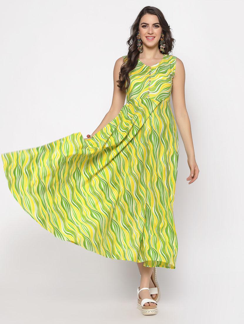 v neck striped flared dresss - 17661233 - Zoom Image - 1