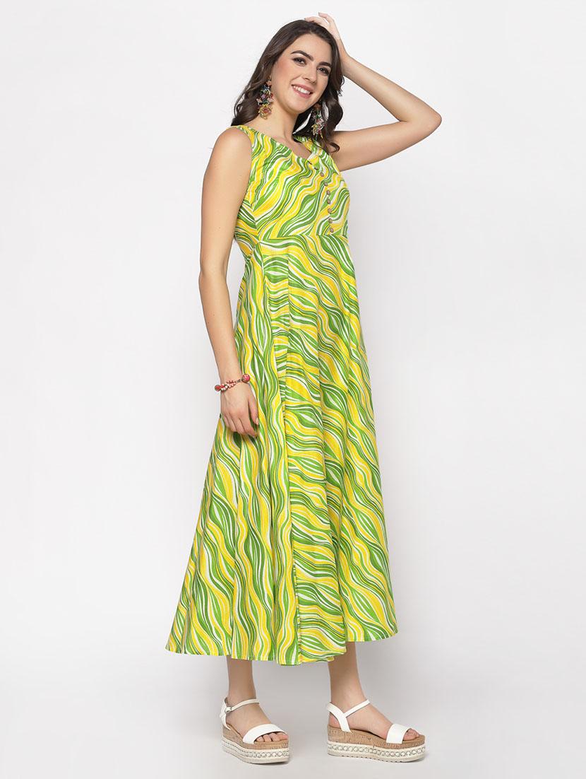 v neck striped flared dresss - 17661233 - Zoom Image - 2