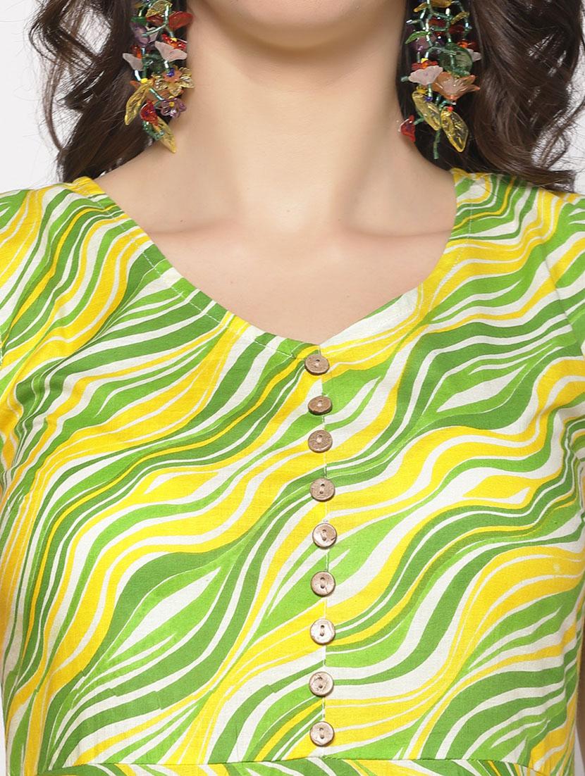 v neck striped flared dresss - 17661233 - Zoom Image - 5