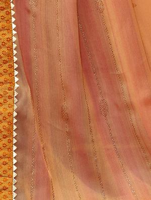 peach chiffon printed saree with blouse - 17661566 - Standard Image - 2