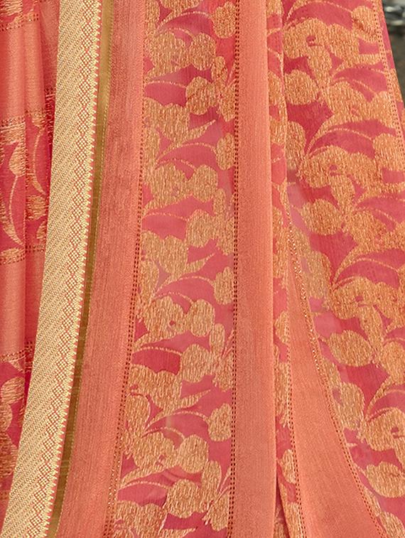 pink chiffon printed saree with blouse - 17662004 - Zoom Image - 2