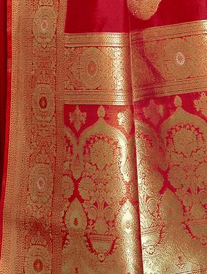 ethnic motifs woven saree with blouse - 17662063 - Standard Image - 2