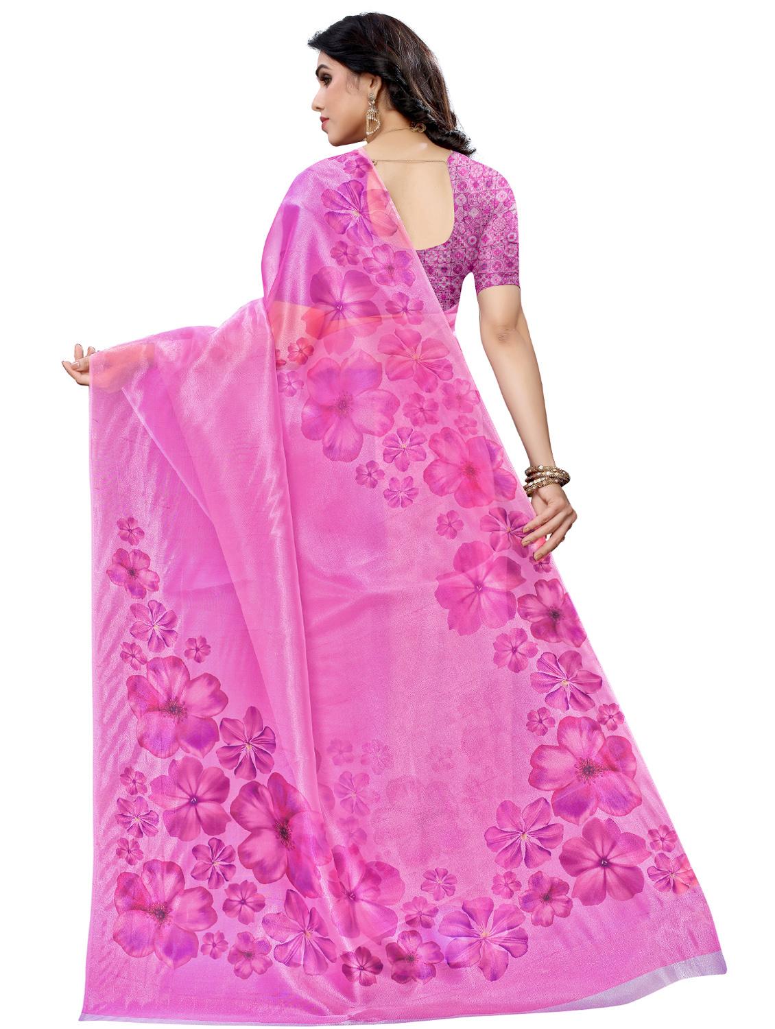 floral printed saree with blouse - 17662253 - Zoom Image - 2