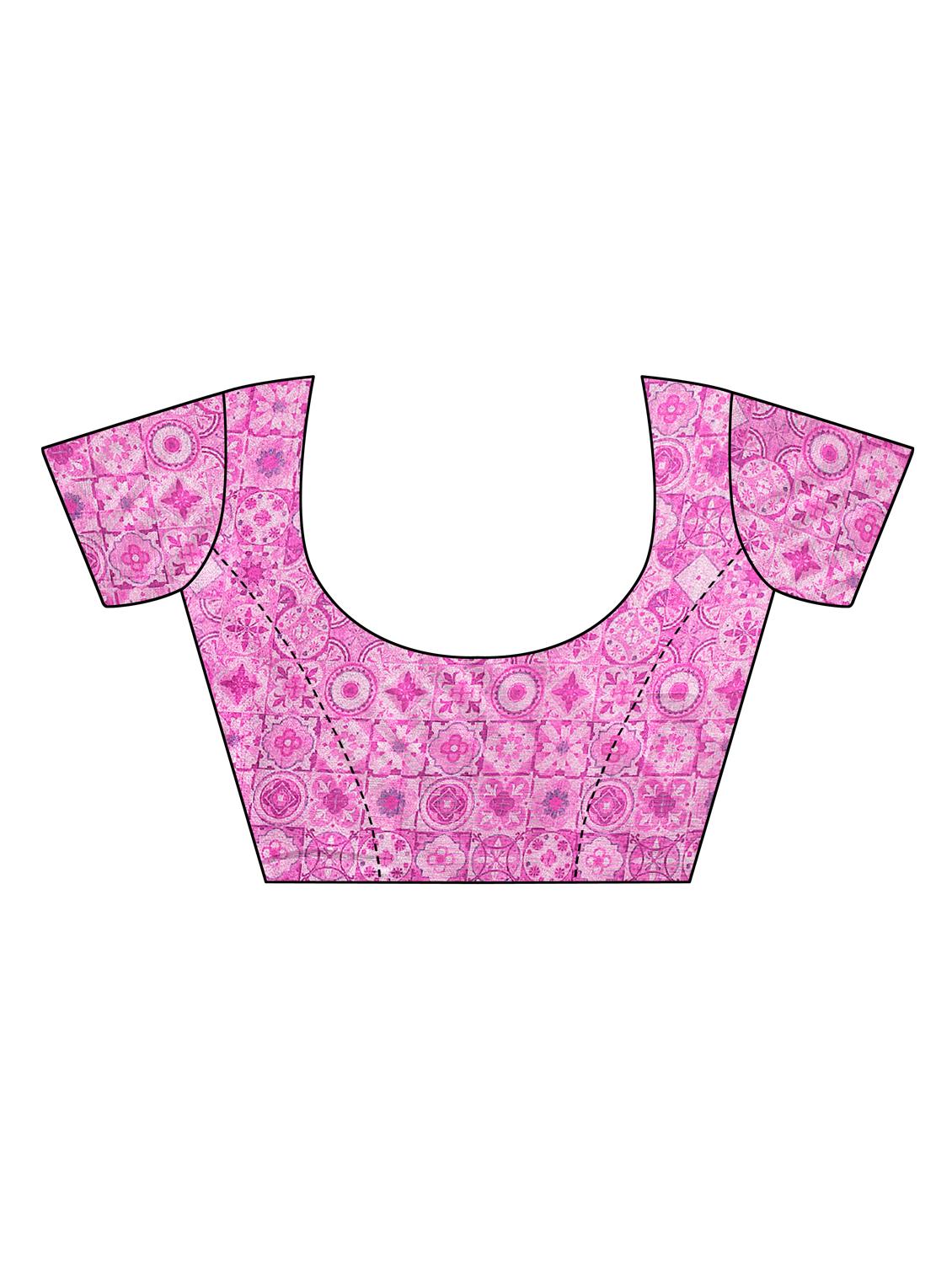floral printed saree with blouse - 17662253 - Zoom Image - 3