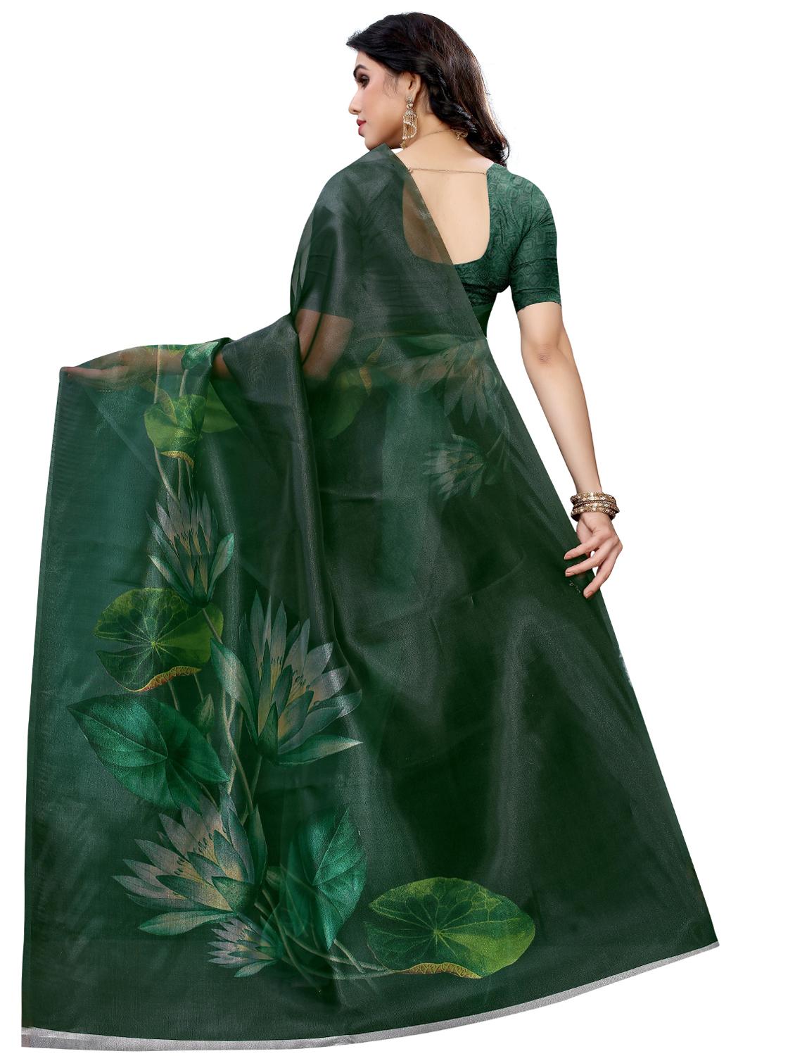 floral printed saree with blouse - 17662254 - Zoom Image - 2