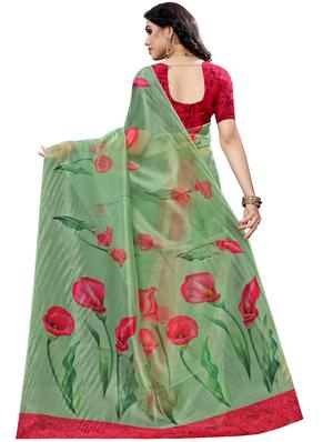 floral printed saree with blouse - 17662256 - Standard Image - 2