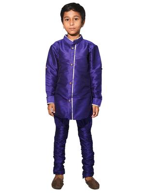 solid kurta pajama set with nehru jacket - 17662384 - Standard Image - 4