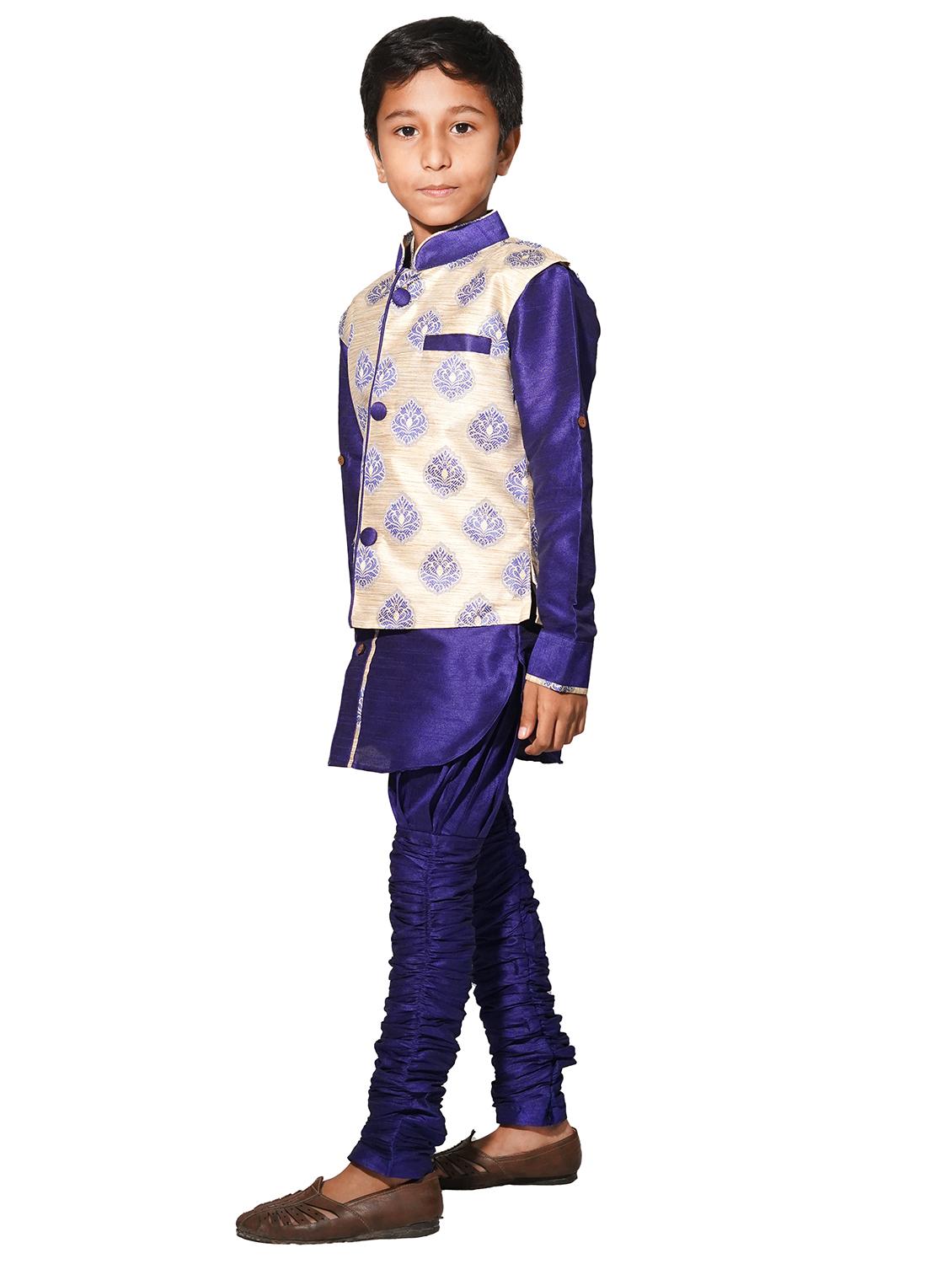 solid kurta pajama set with nehru jacket - 17662384 - Zoom Image - 2