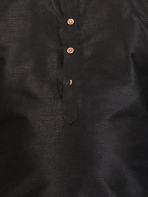 black solid kurta pajama set - 17662391 - Standard Image - 4