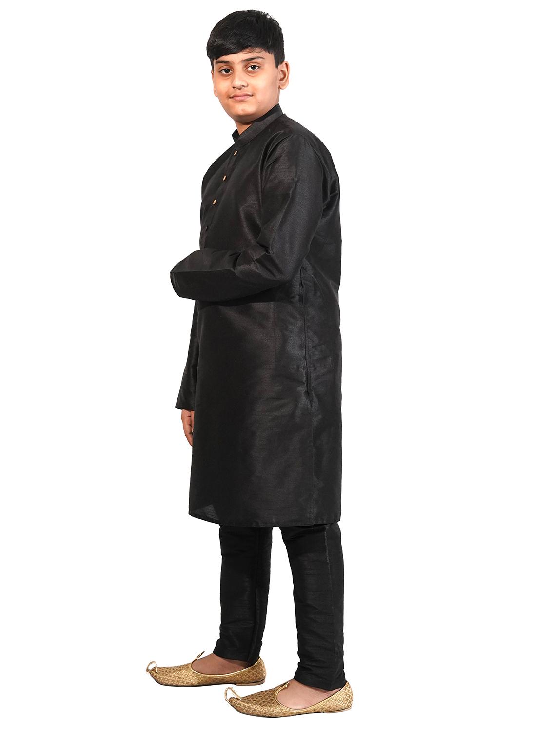 black solid kurta pajama set - 17662391 - Zoom Image - 2
