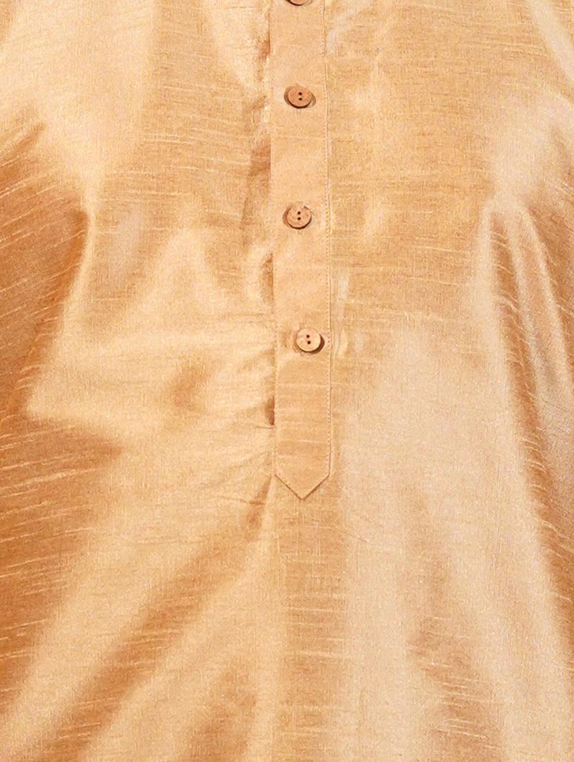 gold solid kurta pajama set - 17662392 - Zoom Image - 4