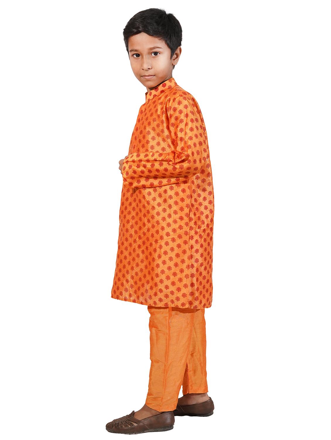 orange printed kurta pajama set - 17662416 - Zoom Image - 2